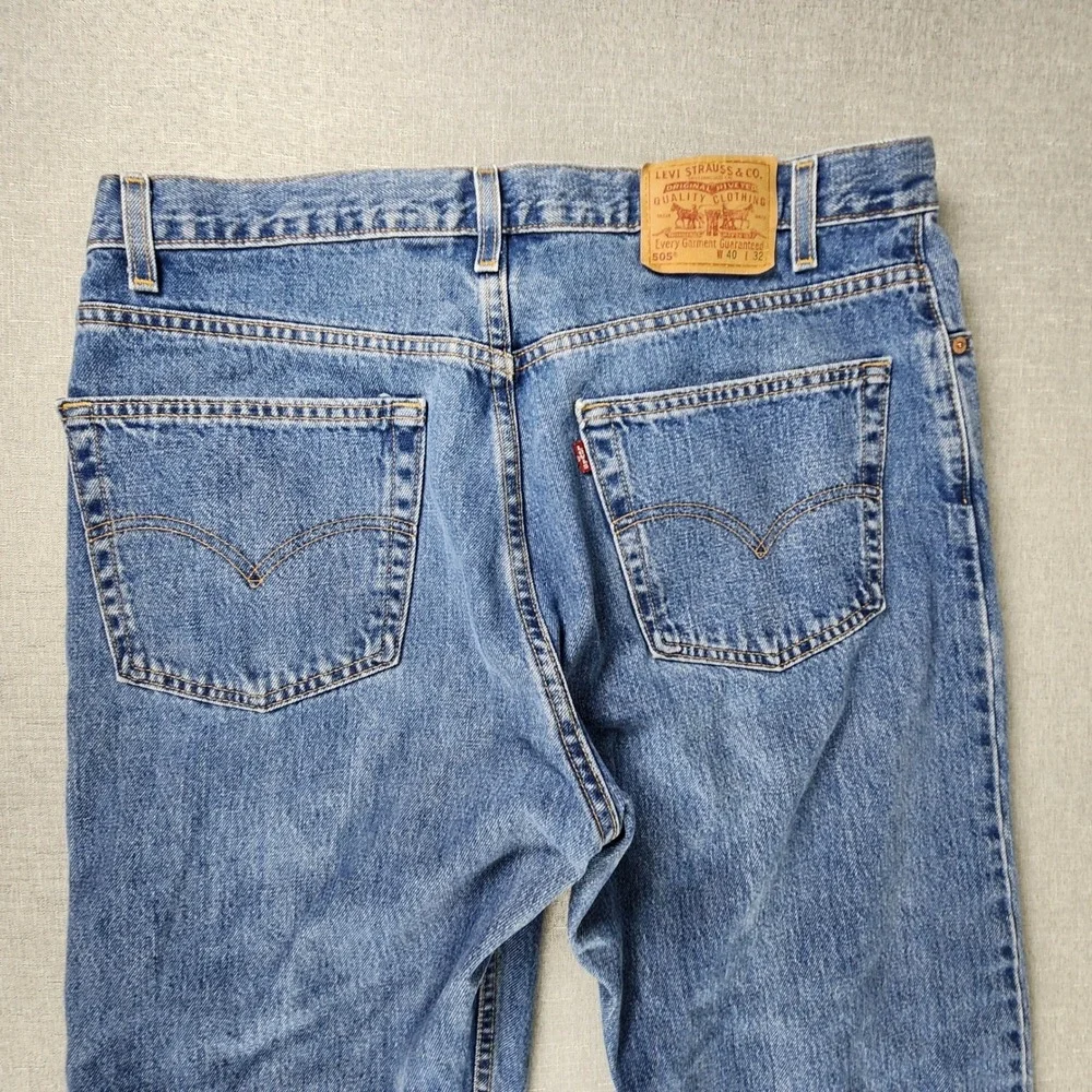 Vintage Levis 505 Regular Fit 40x32 Straight Leg Jeans Blue Made in USA EUC - Picture 7 of 11